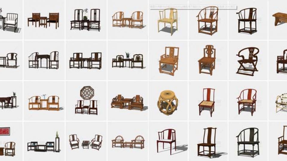 190个新中式椅子SU模型