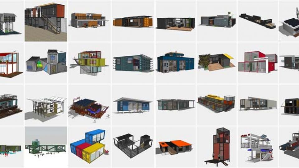 76个集装箱建筑SU模型