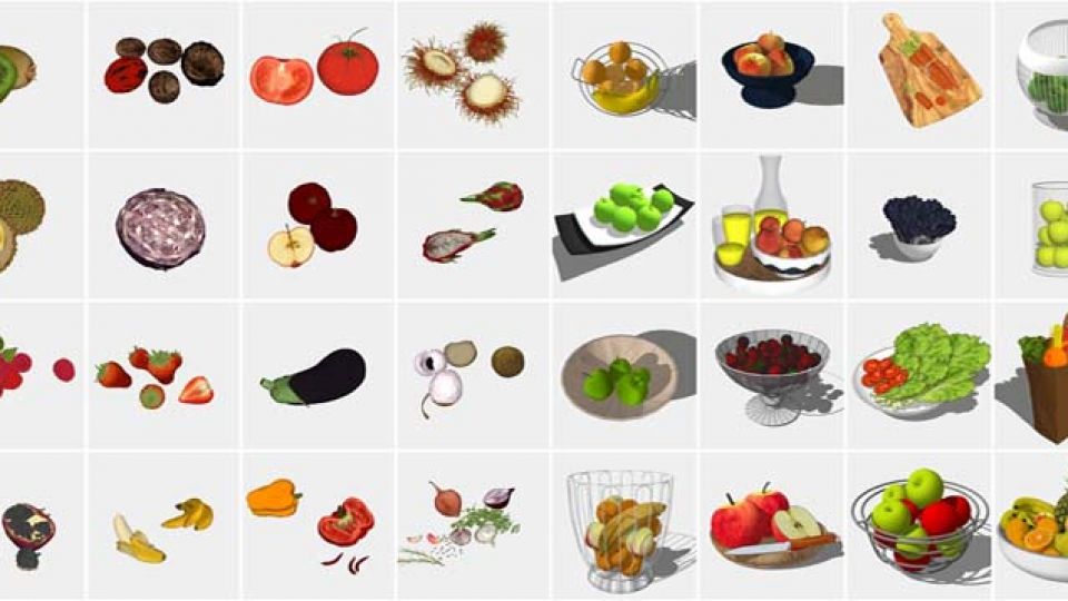 91个水果蔬菜su模型