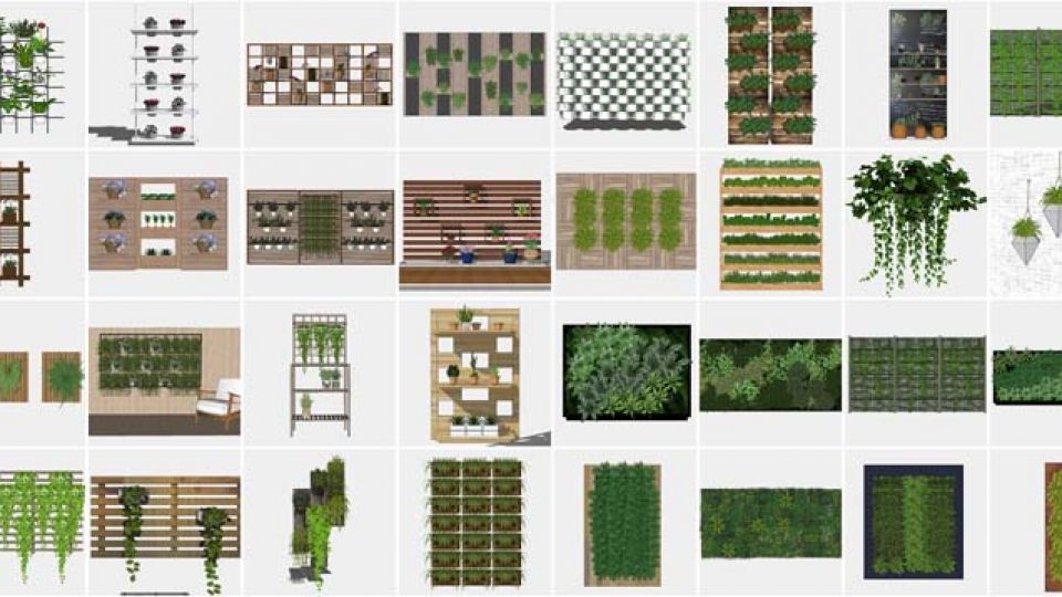 53个植物墙su模型