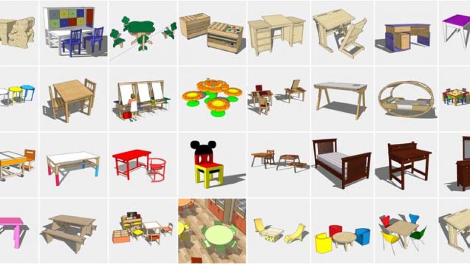 41个儿童房家具su模型