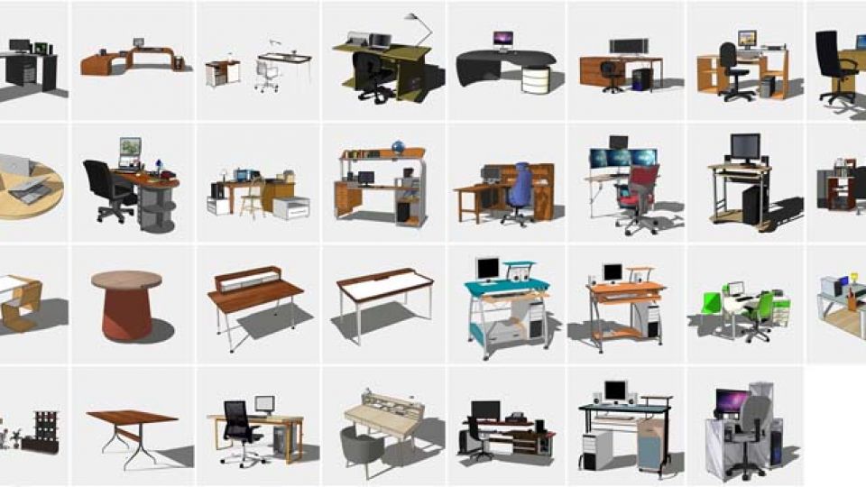 31个电脑桌椅su模型