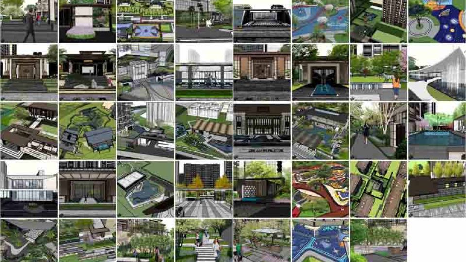 39个精品住宅小区园林景观SU模型