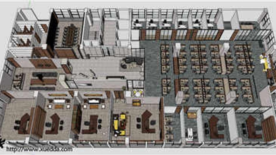 现代办公室SU模型