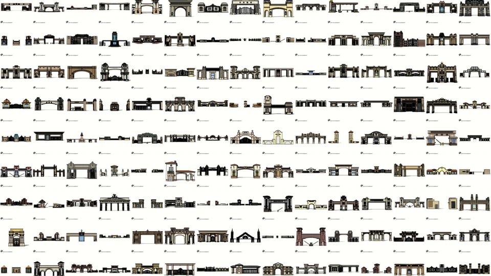 184个欧式大门入口SU模型