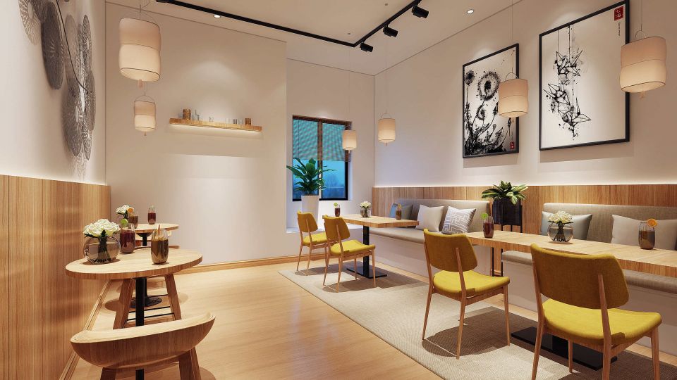 北欧清新奶茶店SU模型