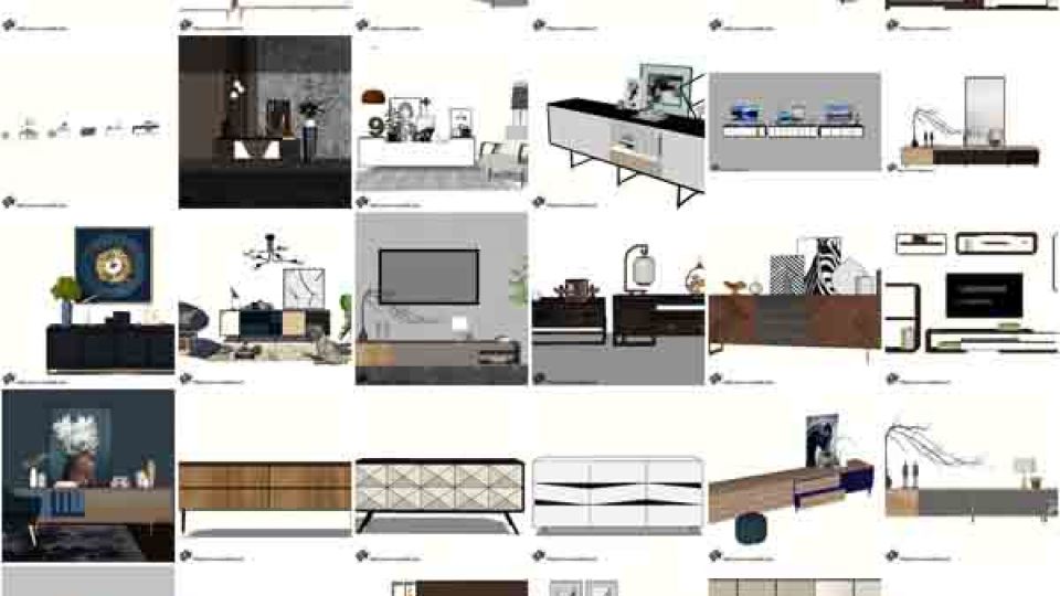 25套电视柜SU模型