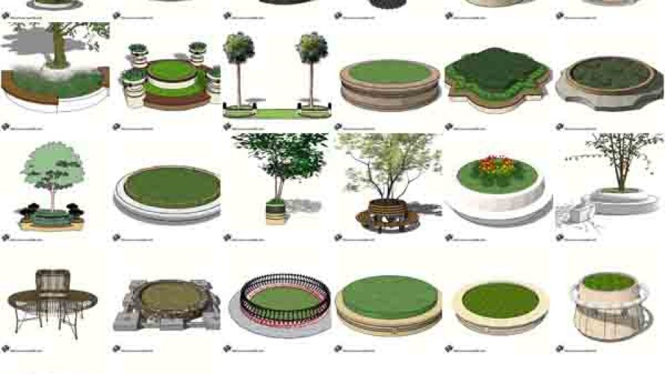 26个圆形树池SU模型