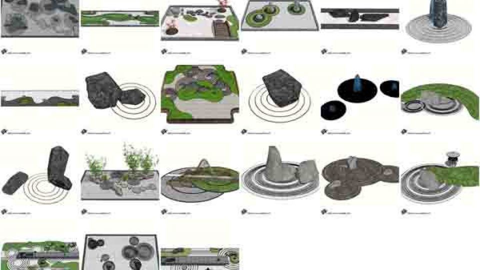21个枯山水庭院SU模型