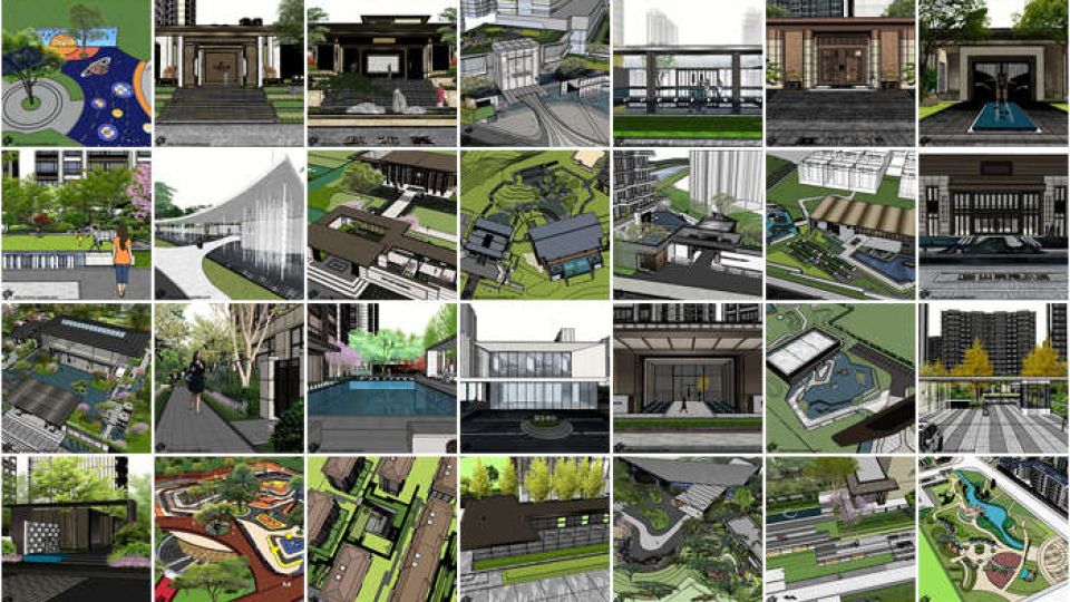 41个精品住宅小区园林景观SU模型