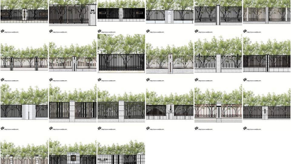 21个现代围墙围栏SU模型